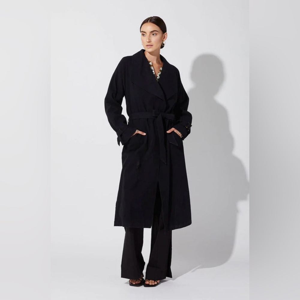Cleobella Black Coat Lightweight Size L/XL Organic Cotton Jacket NWT